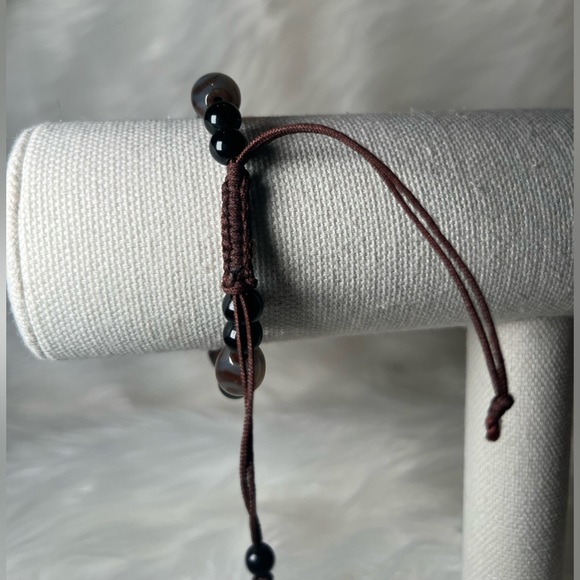 Masculine String Woven Beaded Chunky Bracelet - Picture 3 of 4